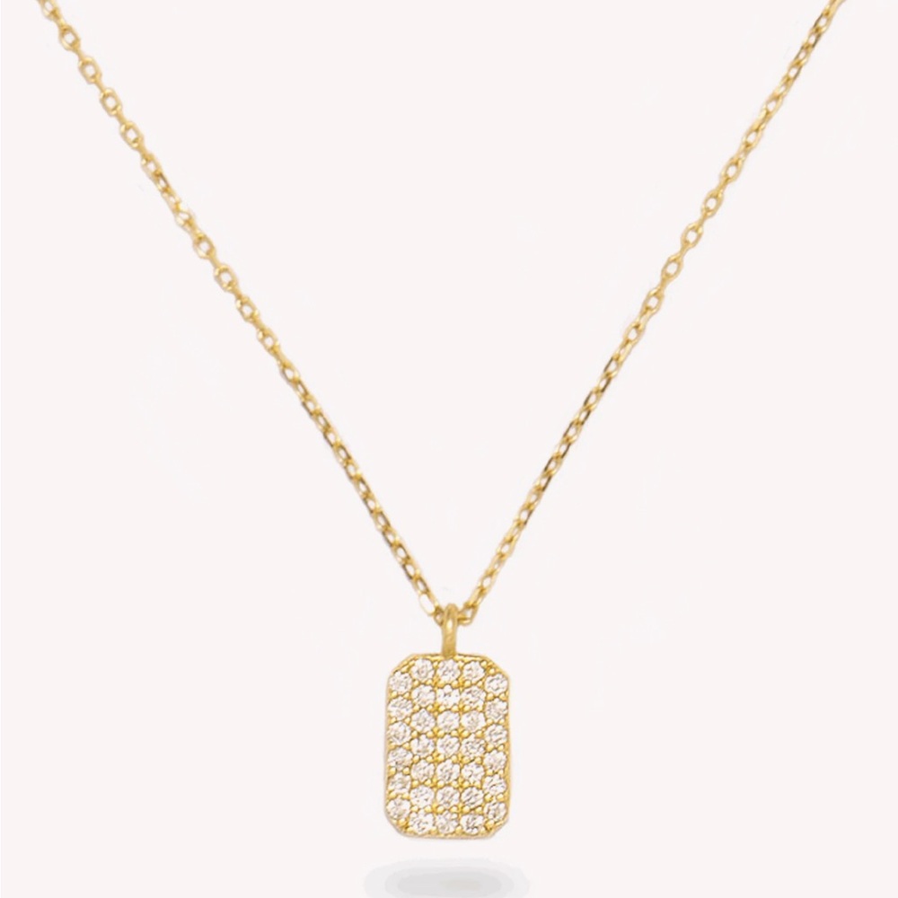 NEW Stone and Strand Tagged Diamond Pendant Necklace Gold